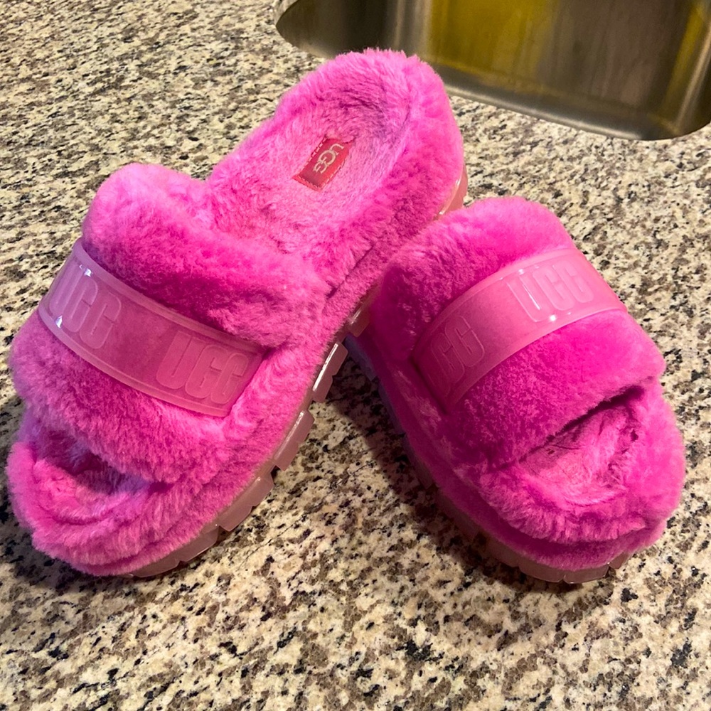 UGG Pink Fluffy Slippers